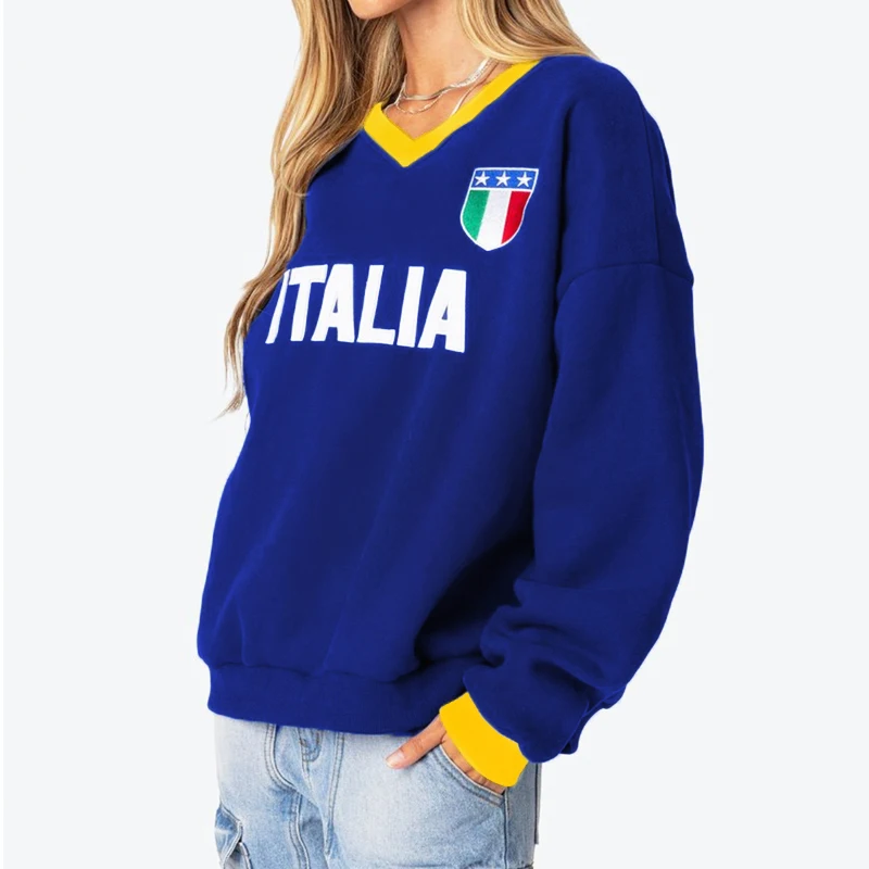 Y2k Aesthetic Vintage Slim Sweatshirts Italia Letters Embroidery Graphic Pattern Zip Up Hoodies Retro Grunge Mall Gothic Jackets