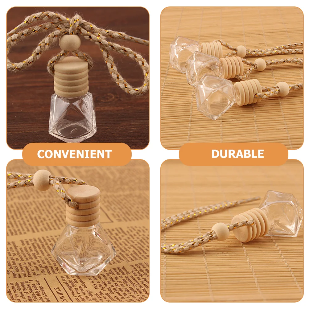 10 Pcs Compact Glass Perfume Bottle Reusable Car Air Freshener Decorative Hanging Diffuser Essential Oil Container Small Aroma