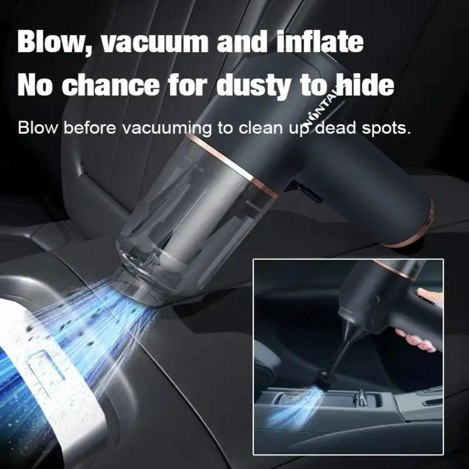 Blow, Vacuum and Inflate all-in-one Cordless Vacuum Cleaner for  and Car Blæs, Støvsug og Pust op i én trådløs støvsuger t