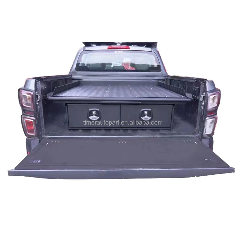 For 4X4 Offroad Rear Bed Drawers System Slide Out Storage Rolling Rack Cargo Slider Tray Drawer for jeep Gladiator Ranger Np300