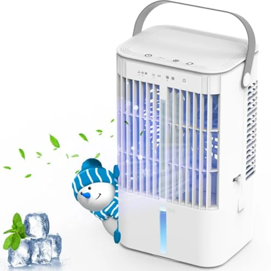 

Portable Air Conditioner 1200mL Evaporative Air Cooler Personal Mini Air Conditioner with 3 Speeds and 2/4H Timer 120° Oscillat