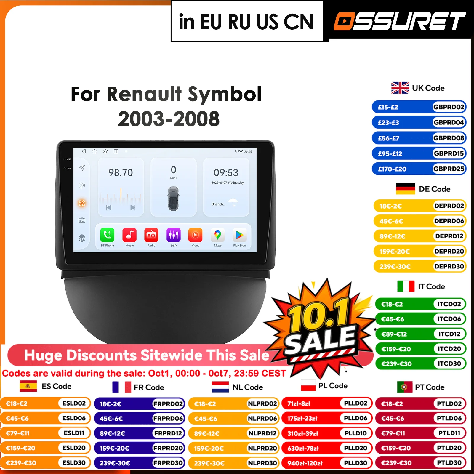 9'' Car Radio For Renault Symbol 2003 - 2008 Audio Multimedia Player CarPlay Android Auto GPS Bluetooth WIFI FM RDS Autoradio AI