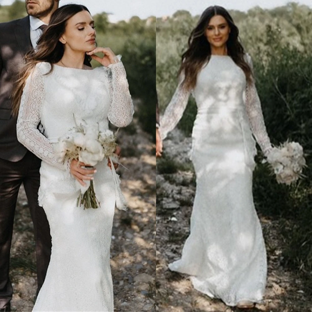 Customized Elegant Formal Exquisite Simple Charming Wedding Dress 	 White Lace Sashes Wedding Party A-line O-Neck Dresses