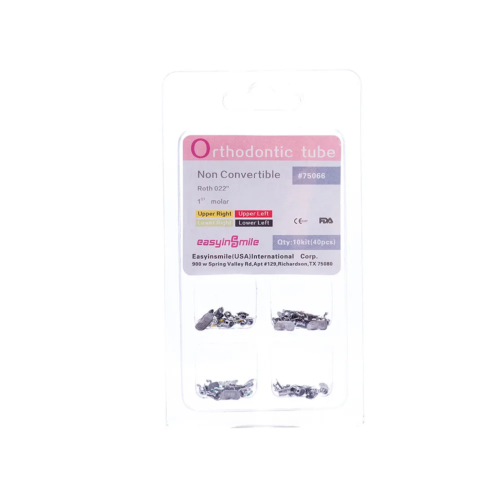 1set/10set（4pc/set) materiales dentales odontologia Buccal Tube Molar bands Roth/MBT 0.022 Non-convertible with Color Marking