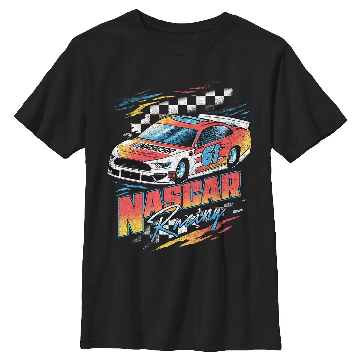 NASCAR Retro Racing Checkers 61 Graphic T-Shirt Cotton Men Women Streetwear Tee