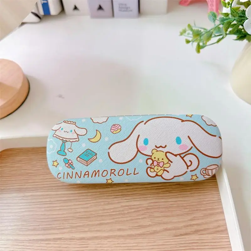 2024 Sanrio Glasses Case Kawaii HelloKitty Mymelody Kuromi Japanese Girl Cartoon PU Glasses Storage Box Children\'s Birthday Gift