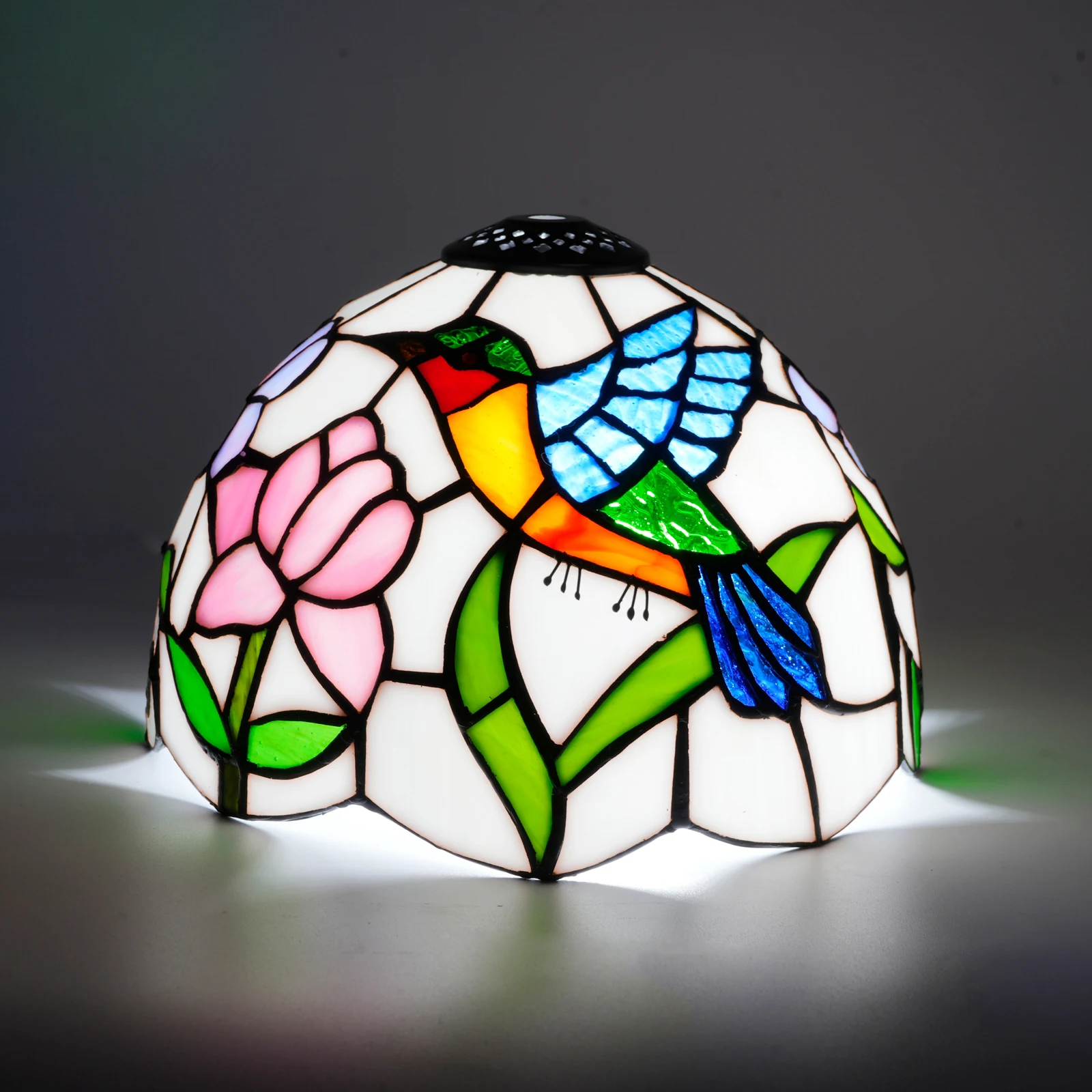 

Абажур из витражного стекла шириной 8 дюймов с изображением колибри и цветов для настольной лампы или подвесного светильника, замена абажура.