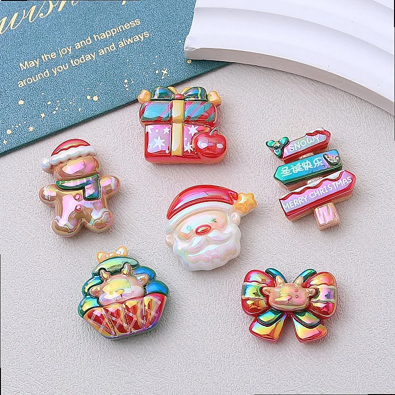 100pcs Kawaii Resin Flatback Christmas Tree Mini DIY Accessories for Phone Case Hairpin Keychain Earrings Scrapbook Decor