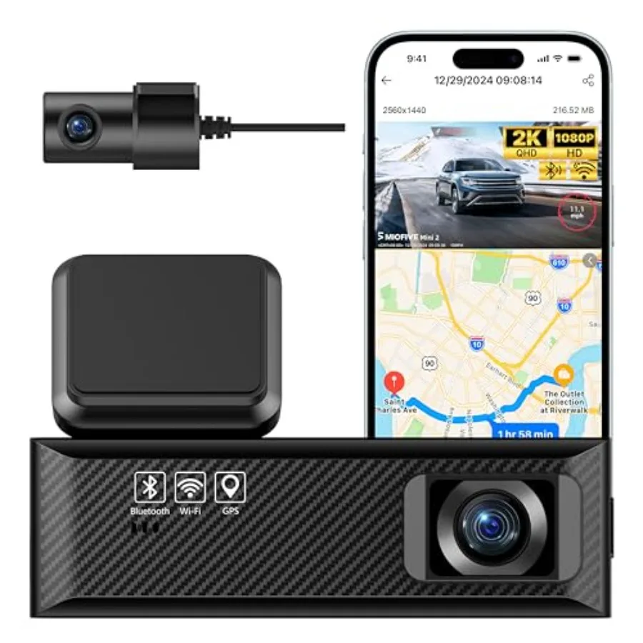 

Dash Cam Mini 2 for cars: 2K+1080P FHD, built-in Wi-Fi GPS, 125 wide-angle FOV, HDR night vision, G-sensor, iOS/Android app, lo