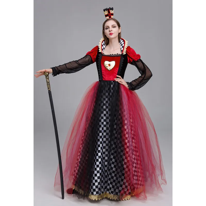 Costume de spectacle loween Alice au pays des merveilles Red Queen Dr rôle de scène parent-enfant fibre de polyester 00% Ch...