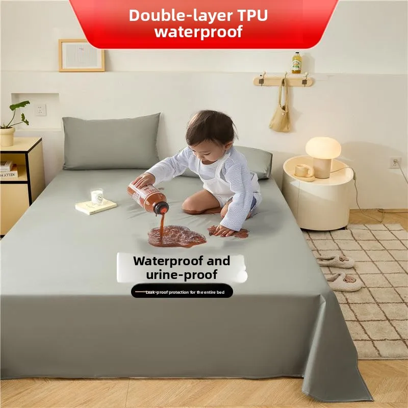 waterproof-bed-sheet-single-piece-machine-washable-incontinence-pad-anti-leakage-for-children-and-elderly-people-white-flocking