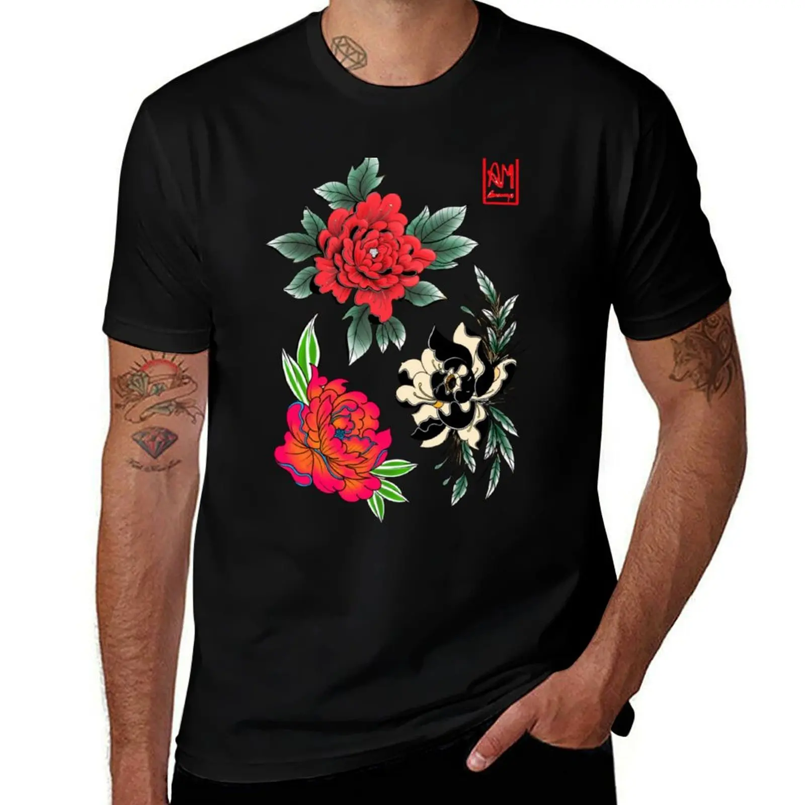 Japanese Peonies T-Shirt cute clothes oversized t shirt cotton graphic tees for a boy designer t shirt men