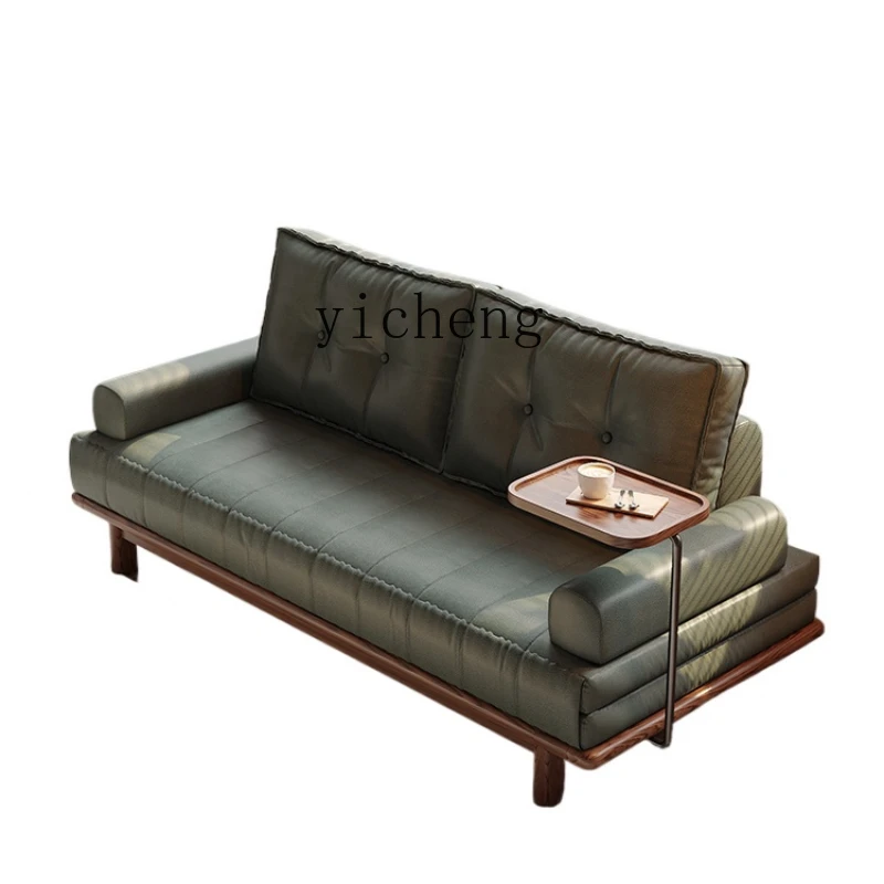 YY Furniture Multi-Functional Faux Leather Sofa Bed Push-Pull Dual-Use Collapsible