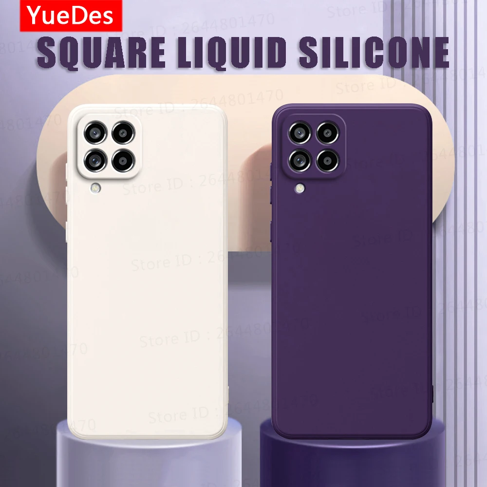 Original Square Liquid Silicone Cases for Samsung Galaxy A22 A32 A42 A52 5G 360 Protective Soft Shockproof A52S A72 Phone Covers