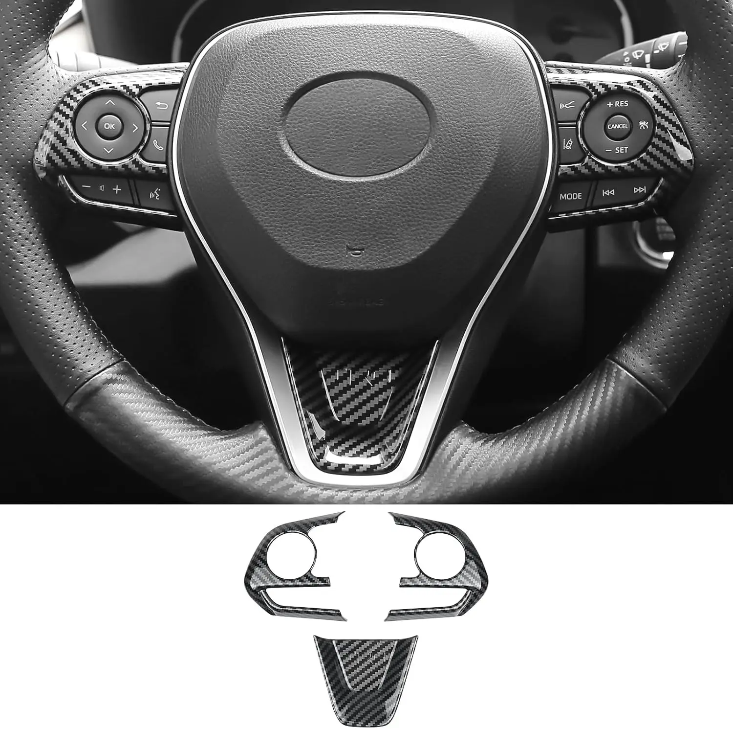 

Steering Wheel Buttons Cover Trim for Toyota 2019-2025 RAV4 Hybrid, Prime (PHEV) Accessories 2019-2024 Corolla ABS Material