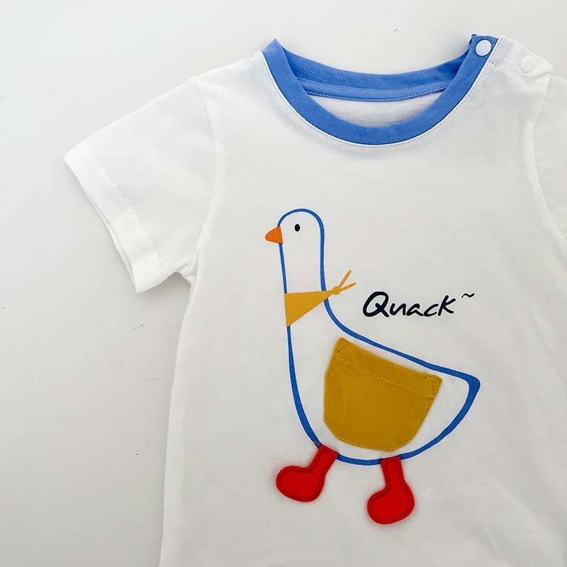 Summer Newborn Baby Boy Baby Girl Duck Series Cotton Cute Baby Short Sleeve Suspenders Multi-piece Fashion Children\'s Clothes