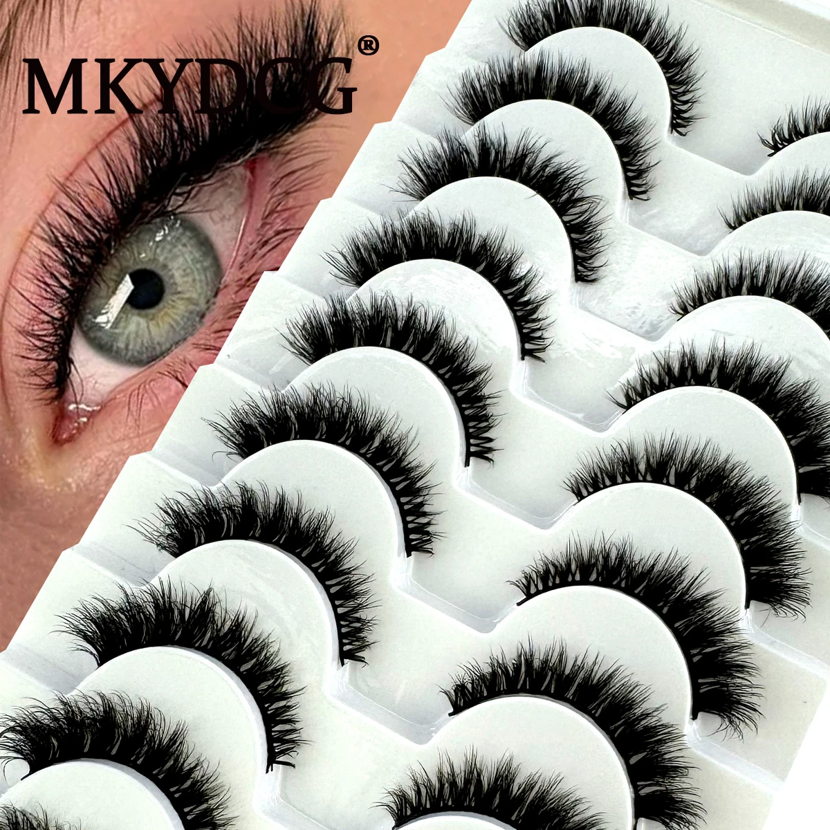 MKYDCG Nowe 10 par rzęs 3D z norek sztucznych, puszyste, miękkie, pełne, gęste, delikatne rzęsy, dramatyczne sztuczne rzęsy do makijażu