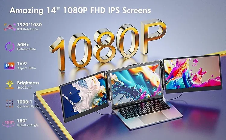 المنتجات الرائجة 2024 شاشة محمولة وصلت حديثًا لأجهزة الكمبيوتر المحمول بشاشة مزدوجة وشاشة LED ثلاثية محمولة وشاشة ثلاثية للكمبيوتر المحمول