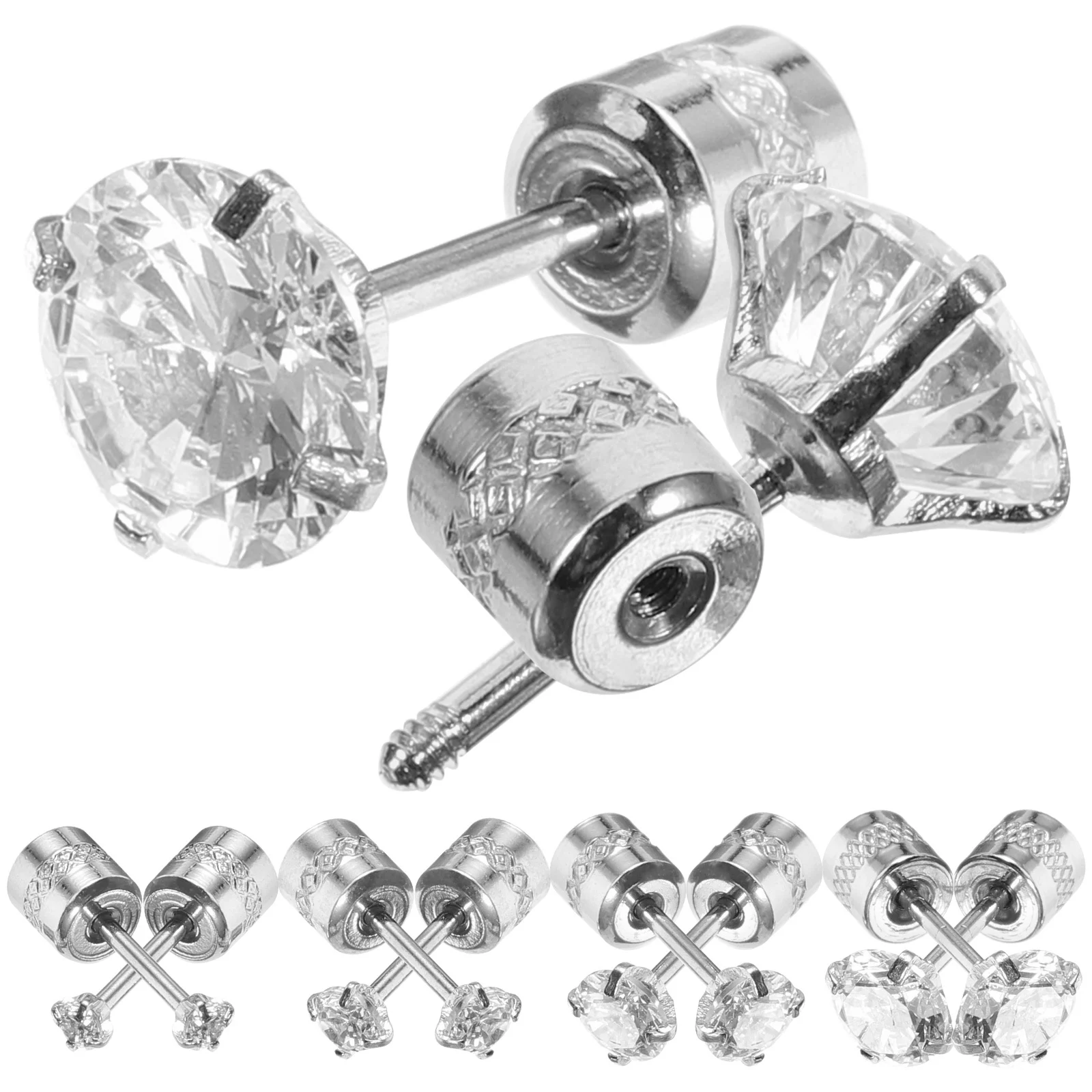 

5Pairs Zircon Ear Studs Women Anti Allergy Metal Studs Trendy Earrings for Any Outfit Ear Jewelry Zircon Earrings