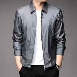 Smart Casual Simplicity cappotti autunnali nuovi uomini colletto rovesciato tasche con cerniera solide Trend versatili giacche a maniche lunghe larghe