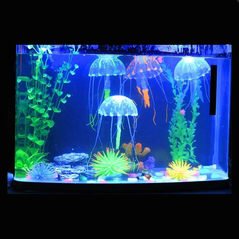 Colorful Artificial Glowing Effect Jellyfish Fish Tank Aquarium Decor Mini Submarine Ornament Decoration Aquatic Pet Supplies