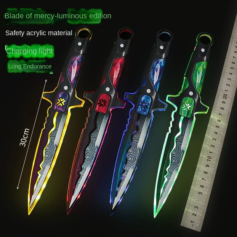 

VALORANT Game Peripheral Weapon 30cm Valorant Knit Acrylic Version Luminous Compassion Blade Toy Cos Performance Prop Toys