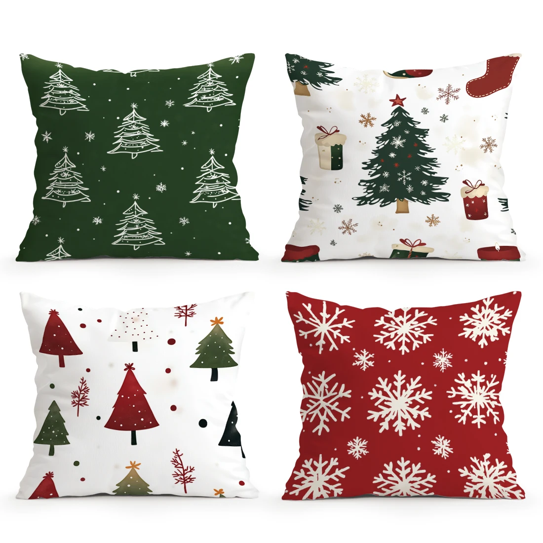 Christmas Tree Snowflakes Pillowcase Printed Polyester 45x45cm Throw Pillowcover Decorative Sofa Cushion Pillowslip Home Decor