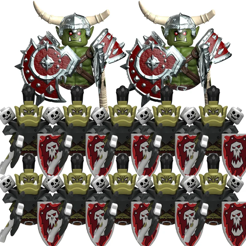 Jouets de construction pour enfants, série d'orcs médiévaux, ensemble combiné, mini modèle de soldat guerrier, cadeaux d'anniversaire pour enfants