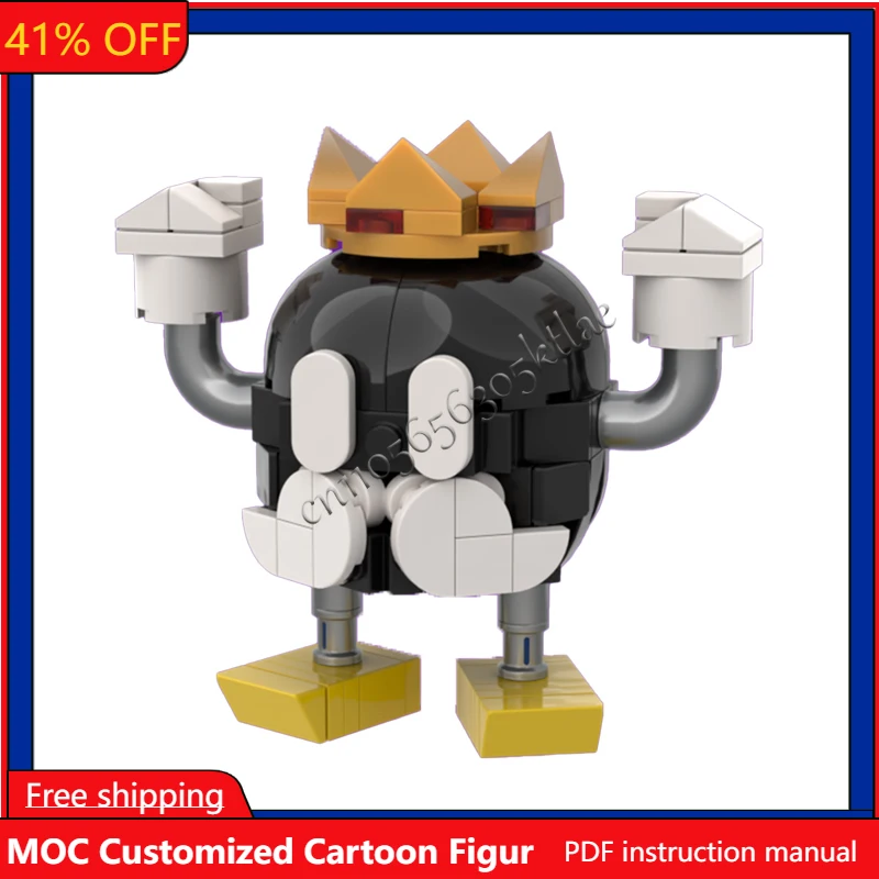 

NEW 108 PCS MOC Customize King Bob Omb Brickhead Model DIY Creative Education Birthday Cartoon Assembly Anim Figures Toys Gifts