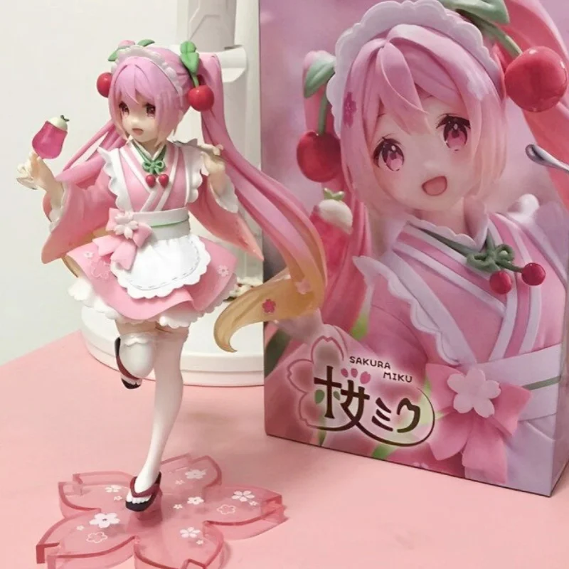 Original Taito Hatsune Miku Sakura Wafuu Kissa Ver. Maid Coreful Figure 18cm Anime Figurine Model Collectible Toys Kawaii Gifts