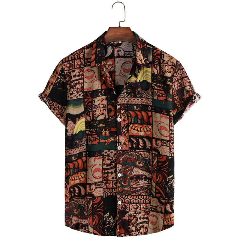 Camisas Retro hawaianas para hombre, Camisa con estampado Floral 3D, manga corta, vacaciones en la playa, informal, estilo clásico de verano,