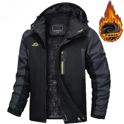 8XL 9XL Men's Jacket Winter Outdoor Warm Men's Gorpcore Waterproof Thick Fleece Parka Snow Hiking Casual Windproof Hooded Coat