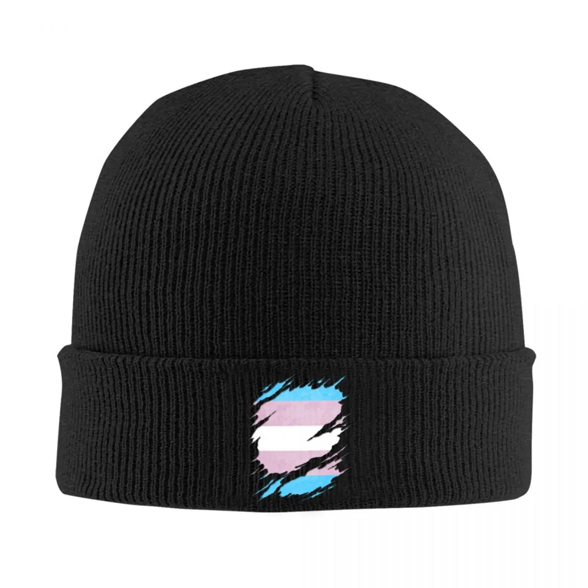 

Transgender Pride Flag Ripped Reveal Racerback A Knitted Hat Cap