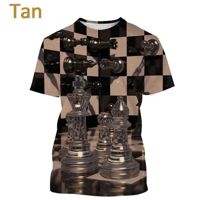 Newest Chess Game 3D Printing T Shirt Checkerboard Graphic T Shirts For Men Women Casual Short-Sleeved Streetwear Tee Tops