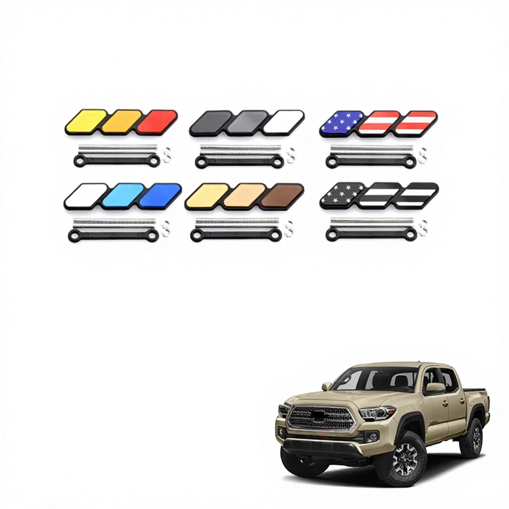 Flying Wing 3-Color Stripe Grille Badge Emblem W/No Removal Required Toggle Anchor Bolts For  Tacoma Tundra 4Runner RAV4