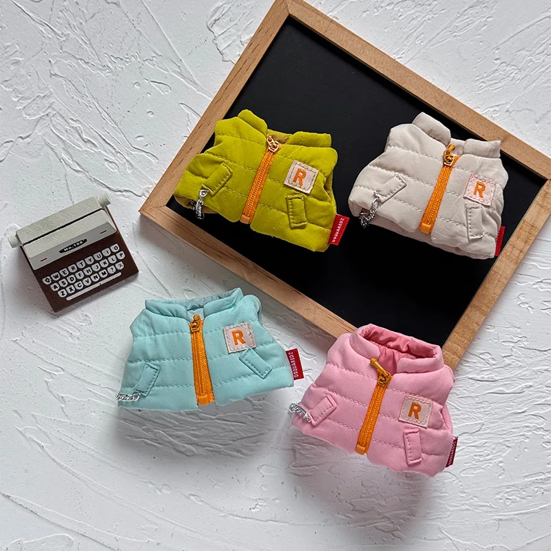 لملابس Labubu سترة قطنية طقم جاكيت شتوي للدفء الشتوي طقم عصري ولطيف طقم دمية جاكيت عريض