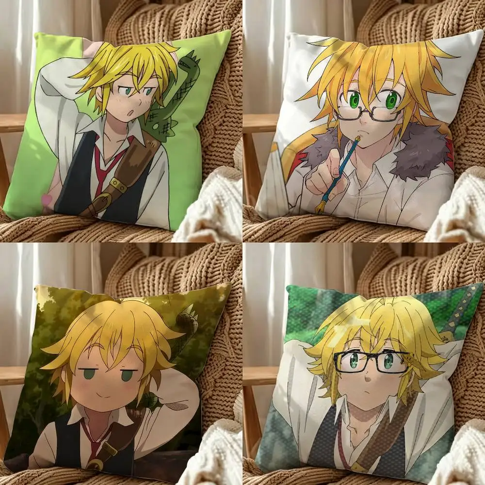 M-Meliodas The Seven Deadly Sins Double-Sided Printed Cushion Cover Bedroom Bedside Sofa Pillow Case
