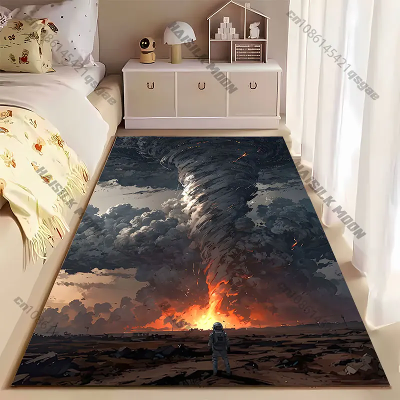 Destruction chaos flames and storm carpet Yoga living room room decor children's crawling mat doormat area rug games mat