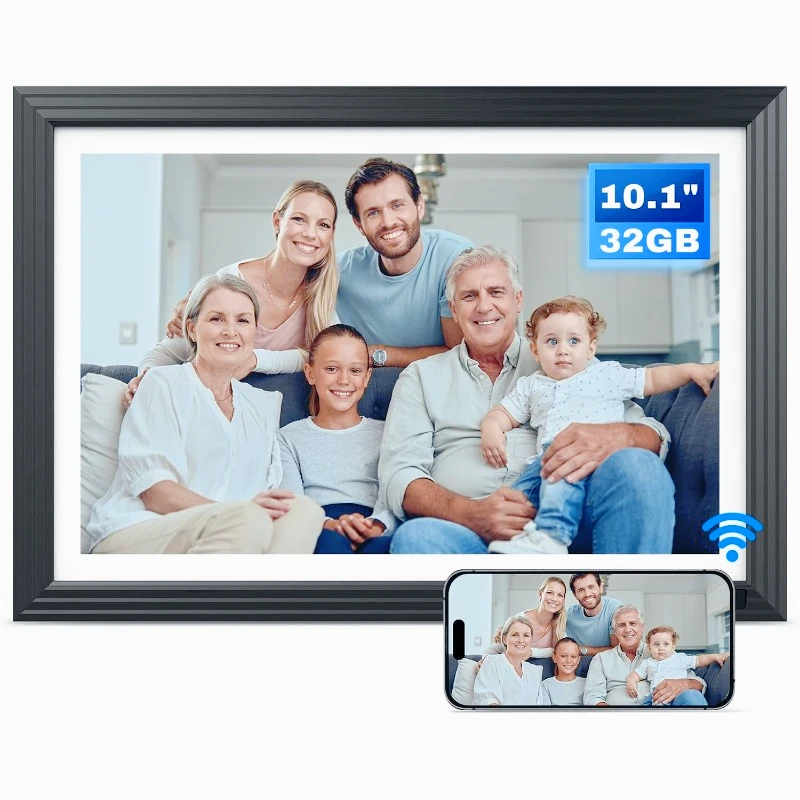 10.1 Inch Digital Picture Frame 32GB, WiFi Digital Photo Frame with HD IPS Touch Screen, Smart Electronic Picture Frame