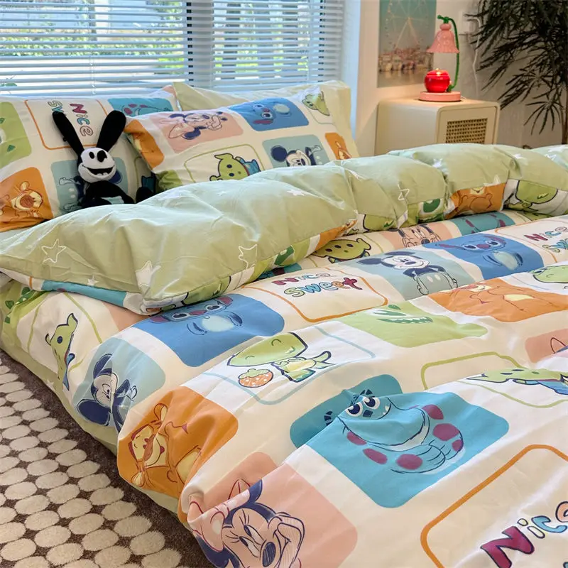 Imagem -04 - Disney Cartoon Bedding Grupo Mickey Mouse Stitch Duvet Cover Fronha de Roupa de Cama Toy Story Confortável Bed Grupo Monstro Rainha Rei