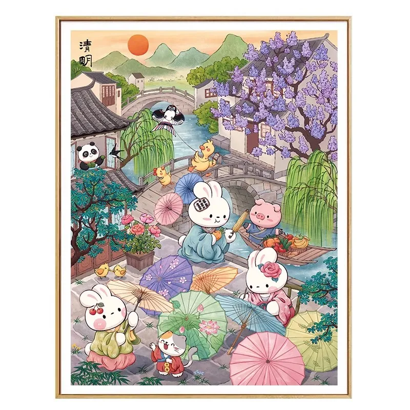 

Кролики с принтом на холсте 9CT 11CT наборы для вышивки крестом «сделай сам» для набора для вышивания рукоделие домашний декор с иглами 42 цвета