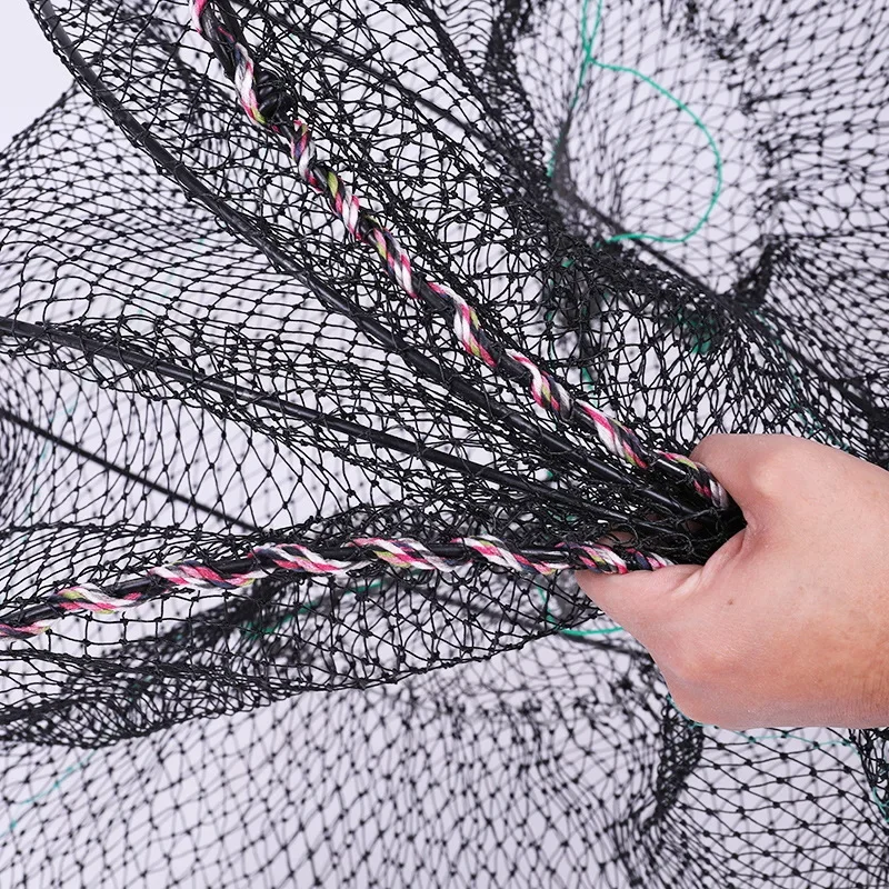 40CMX80CM Folding Fish Net Crayfish Cage Portable Fishing Bait Net Fish Shrimp Traps Mesh Outdoor Camping Freshwater Fishing Bag