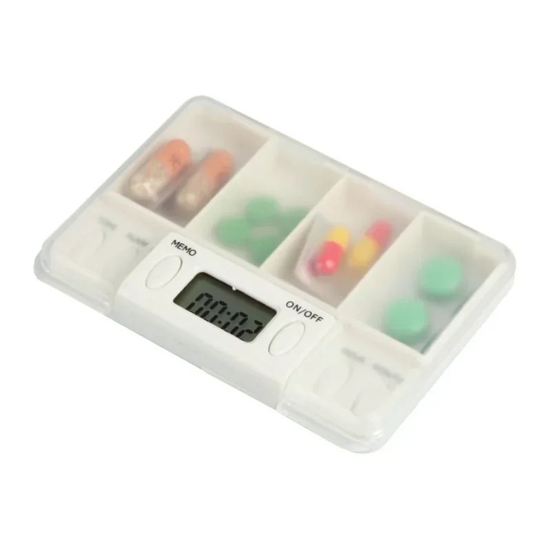 4 Grid Electronic Timing Reminder Medicine Boxes Pill Box Medicine Storage Box Alarm Timer Pills Organizer Pill Drug Container