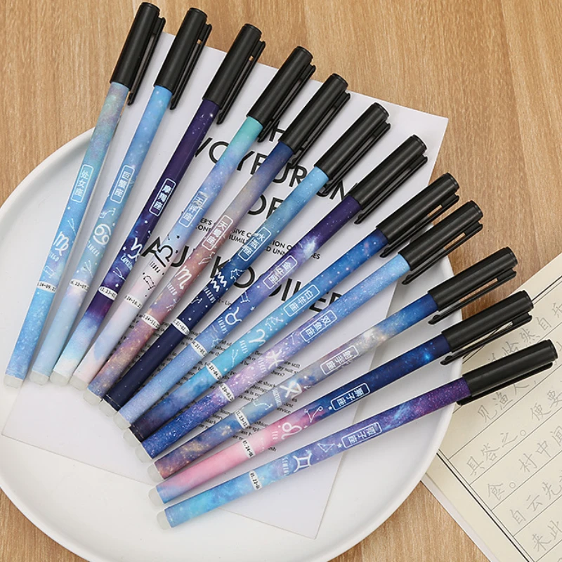 24 Pcs Giant Star Constellation Gel Ink Pens, Creative Galaxy Pens, 0.5mm Extra-Fine Ballpoint Pen, Promotional Gift Stationery