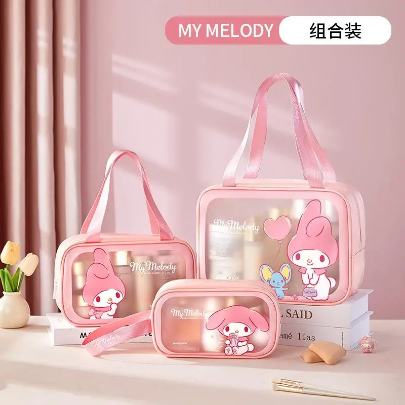 

Sanrios Kuromi My Melody Сумка для стирки Красивая косметичка Портативная водонепроницаемая сумка для хранения большой емкости 3 шт. Модный подарок