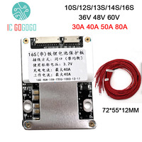 30A 40A 50A 80A 12S 13S 14S 16S 17S 36V 48V 60V Lifepo4 Li-ion Lithium Battery Protection Board Balance BMS 3.7V 3.2V energy