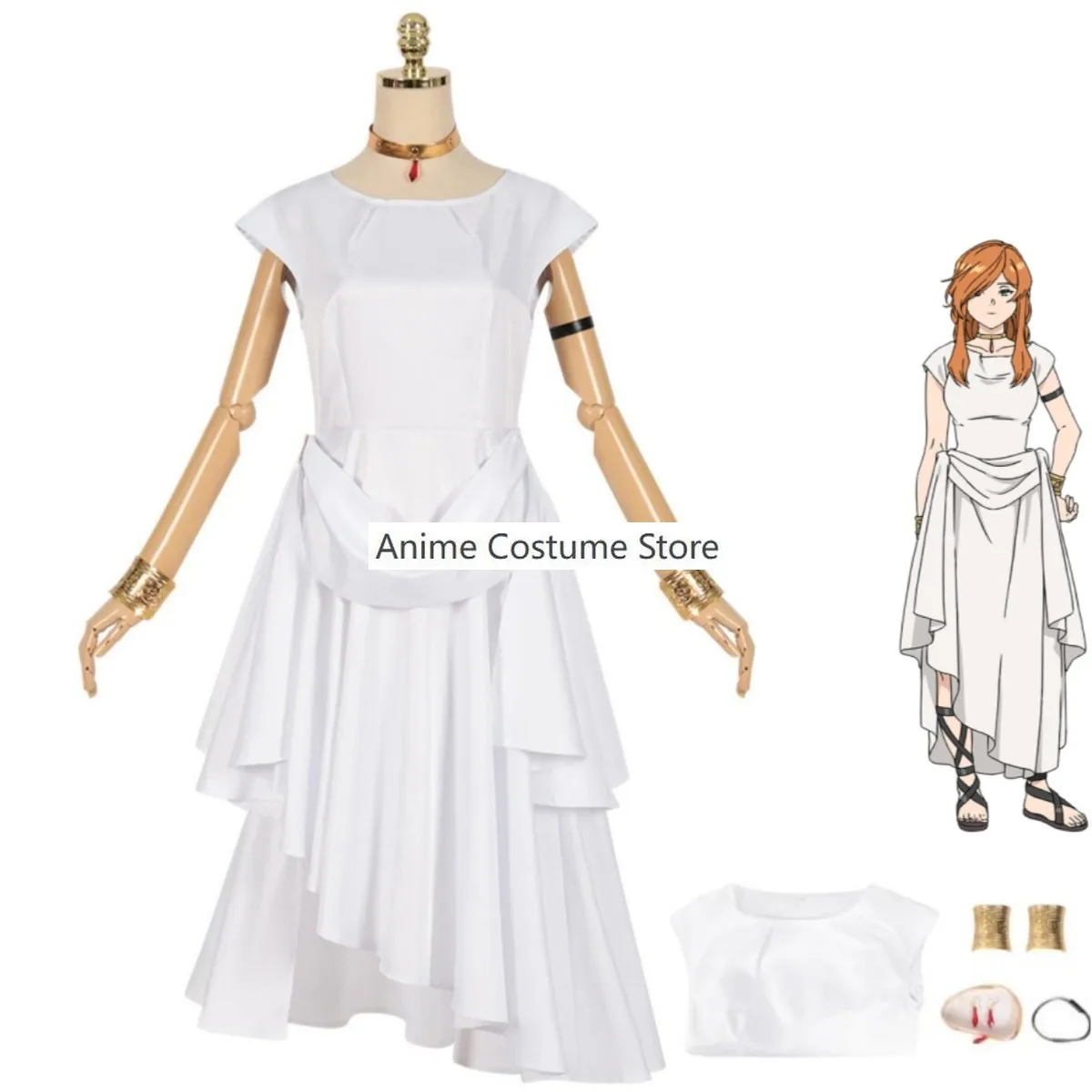 

New Anime Frieren At The Funeral Flamme Cosplay Costume Frieren: Beyond Journey's End White Dress Woman Sexy Kawaii Carnival Set