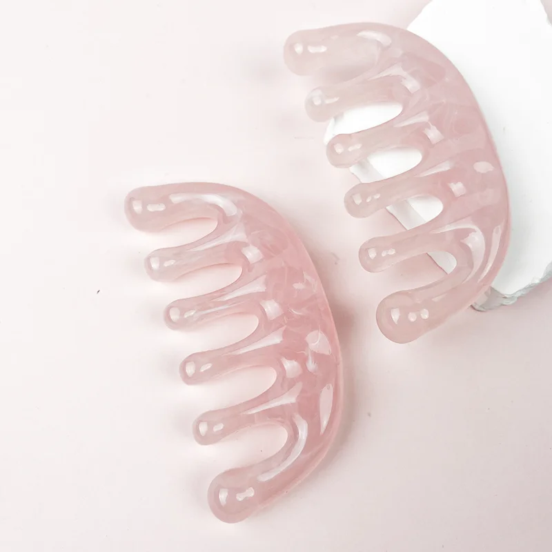 

1pc Meridians massage comb six teeth resin material handless male and female scalp meridians comb, round head comb teeth daily c