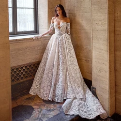 Eightree 2025 White A-Line Wedding Dresses Sweetheart Long Sleeve Princess Bridal Dress Formal Wedding Ball Prom Gown Customized