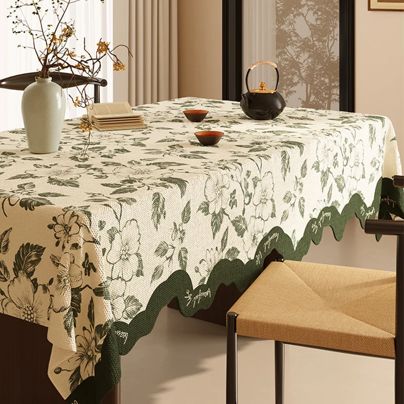 

New Chinese Style Cotton Linen Waterproof And Oil Resistant Tablecloth For Party Wedding Kitchen Dining Decor Table Met Cover